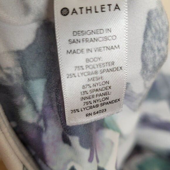 Athleta Size S Floral Mudra Capri Mesh Crop Leggings White Green Purple - Picture 11 of 12